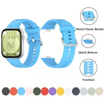 Силиконовый ремешок для часов Huawei Fit 3 Strap No Gaps Lightweight Quick Release Original Accessories for Huawei Fit 3 Sky Blue Band For huawei fit 3 чёрный