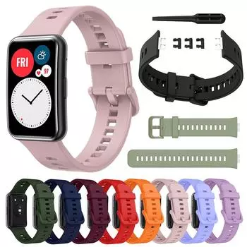 Силиконовый ремешок для часов Huawei, подходит для смарт-часов, сменный ремешок для часов для часов Huawei, подходит для браслета чёрный