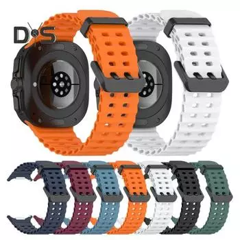 Силиконовый ремешок для часов, износостойкий, регулируемый, водонепроницаемый, быстросъемный, спортивный, дышащий ремешок для Samsung Galaxy Watch 7 Ultra темно-зеленого