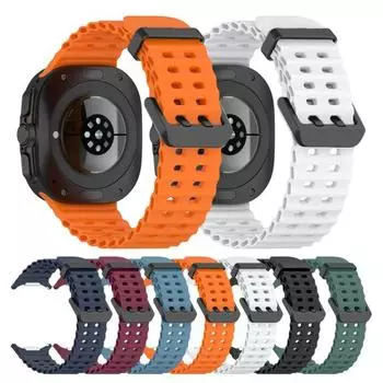 Силиконовый ремешок для часов, износостойкий, регулируемый, водонепроницаемый, быстросъемный, спортивный, дышащий ремешок для Samsung Galaxy Watch 7 Ultra темно-зеленого