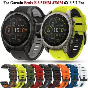 Силиконовый ремешок для часов Quick Fit 22 мм 26 мм для Garmin Fenix E 8 47 51 мм 7X 7 Enduro 3 6 6X Pro Solar 5 5X Plus Epix Pro, ремешок для браслета QuickFit 22mm чёрный/оранжевый