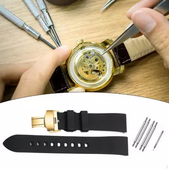 Силиконовый ремешок для часов с застежкой-бабочкой, заменяет металлическую пряжку наручных часов 20MM