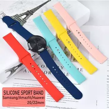 Силиконовый ремешок для часов Samsung Galaxy watch 3/46 мм/42 мм Gear S3/S2 Active 2, ремешок для часов 20 мм/22 мм, спортивный браслет-ремень для Huawei wtach GT 2/2e/pro Amazfit