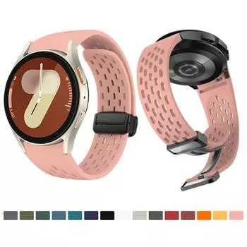 Силиконовый ремешок для часов Samsung Galaxy Watch 7 40 мм, цветная складная застежка, подходит для мужчин и женщин, для Galaxy Watch 6, ремешок 43/47 мм Galaxy Watch FE полночь зеленый