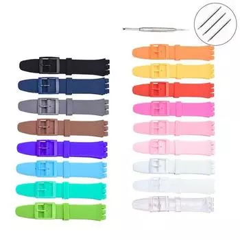 Силиконовый ремешок для часов Swatch, ремешок для часов 12 мм, 16 мм, 17 мм, 19 мм, 20 мм, водонепроницаемый резиновый браслет, аксессуары с инструментами 20mm серый