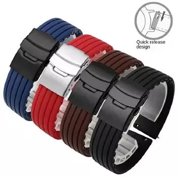Силиконовый ремешок для часов Tissot Omega DW Seiko Water Ghost Mido Citizen Casio, полосатый водонепроницаемый резиновый ремешок для часов 20 мм, 22 мм, 24 мм 20mm