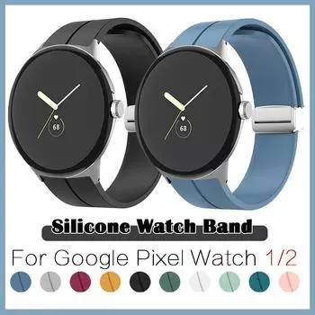 Силиконовый ремешок для Google Pixel Watch Pixel Watch 2 Sport Soft Active Магнитная пряжка для часов Ремешок для замены Ремешок Аксессуары для Pixel Watch