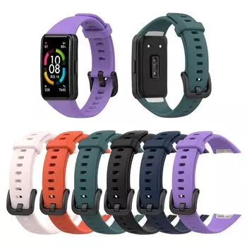 Силиконовый ремешок для Huawei Band 6, мягкий, удобный, сменный ремешок для часов Huwei Honor Band 6, регулируемый браслет чёрный