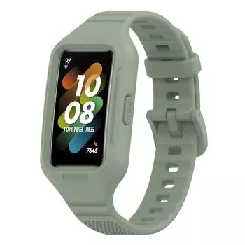 Силиконовый ремешок для Huawei Band 9 Women Men Smartwatch Huawei Band 8 7 6 Интегрированный спортивный ремешок и чехол Huawei Band 9-8-7-6 хаки