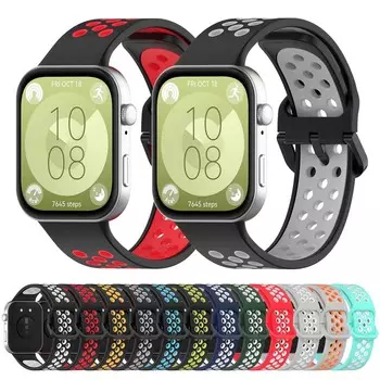 Силиконовый ремешок для Huawei Watch Fit 3, дышащий сменный браслет Correa для Huawei Fit 3, аксессуары для браслетов For Huawei Fit 3 белый/чёрный