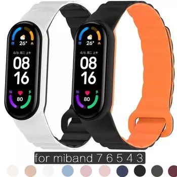 Силиконовый ремешок для Mi Band 7 6 5 Sport Magnetic Rubber Belt Remesh Wristband Bracelet Remezzo ...