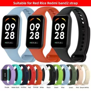 Силиконовый ремешок для Redmi Band 2 водонепроницаемый, устойчивый к поту, удобный, мягкий, простой, модный, сменный ремешок для умных часов, 12 цветов