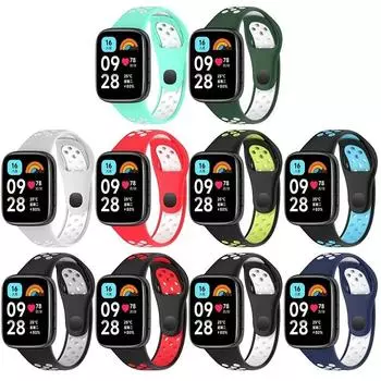 Силиконовый ремешок для Redmi watch 3 lite/активный двухцветный дышащий ремешок для смарт-часов Сменный браслет для Redmi watch3 lite/активный ремешок Redmi watch 3 Lite/Active чёрный/белый