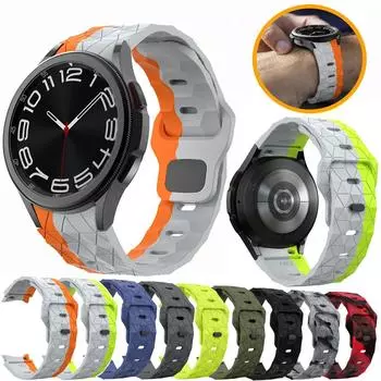 Силиконовый ремешок для Samsung Galaxy Watch 6 4 Classic 5 pro 44 мм 40 мм 47 мм 43 мм 42 мм 46 мм 45 мм Браслет Galaxy Watch 6 watch4 Band For watch 6 5 4 полуночно-синий