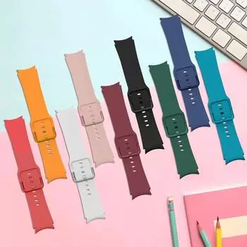 Силиконовый ремешок для Samsung Galaxy Watch 6/5/4 44 мм 40 мм pro 45 мм спортивный ремешок для часов 20 мм браслет Galaxy Watch6 Classic 43 мм 47 мм Watch 5 чёрный