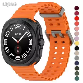 Силиконовый ремешок для Samsung Galaxy Watch Ultra 47 мм, мягкий спортивный браслет Correa для Galaxy Ultra 47 мм, мужской и женский ремешок для часов For Galaxy Watch 7 Ultra фиолетовый