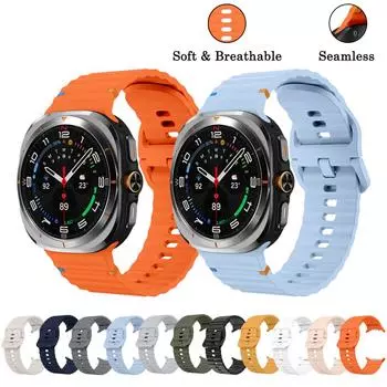 Силиконовый ремешок для Samsung Galaxy Watch Ultra 47 мм, спортивный дышащий водонепроницаемый браслет No Gap для Galaxy Watch Ultra 47 мм Galaxy Watch Ultra оранжевый