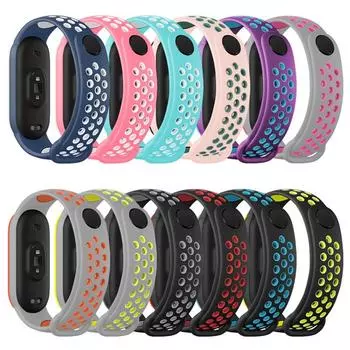 Силиконовый ремешок для Xiaomi Mi Band 6 5 4 3, спортивный дышащий браслет Mi Band 6, двухцветный браслет-браслет для Mi Band 6 5, ремешок Mi Band 4 3 Correa For Miband 3 / 4