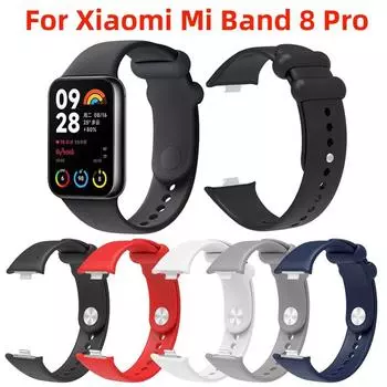 Силиконовый ремешок для Xiaomi Mi Band 8 Pro, официальный цветной мягкий сменный браслет из ТПУ, браслет для Xiaomi Miband 8 Pro, ремешок For Mi Band 8 Pro чёрный