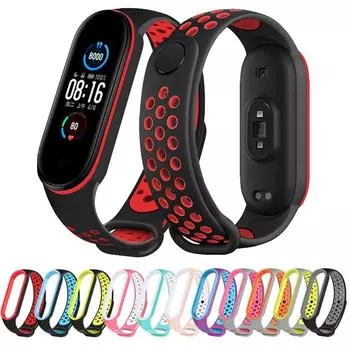 Силиконовый ремешок для Xiaomi Mi Band 8 7 6 5 4 3 двухцветный ремешок против пота спортивный дышащий сменный ремешок с пряжкой для Mi Band 8 7 6 5 4 3 For Miband 3
