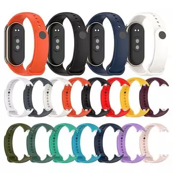 Силиконовый ремешок для Xiaomi Mi Band 9/8 NFC Smart Bracelet Wristband чёрный