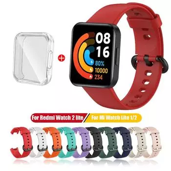 Силиконовый ремешок для Xiaomi Mi Watch Lite 2 ремешки для часов ремешок для часов Redmi Watch 2 Lite ремешок браслет с защитным чехлом Mi Watch Lite 2 чёрный