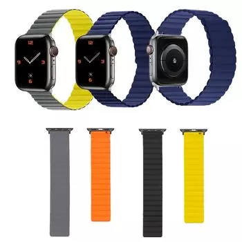 Силиконовый ремешок на магнитной присоске для Apple Watch Series ultra 9 8 7 6 5 4 SE Link Loop Strap для iWatch 3 2 1 ремешок для часов 40 44 мм 42 мм 38 мм браслеты 38 40 41mm чёрный