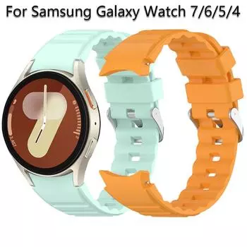 Силиконовый ремешок No Gaps для Samsung Galaxy Watch 7 6 5 4 40 мм 44 мм спортивный браслет для Galaxy Watch 6Classic 43/47 мм 5Pro 45 мм Band For Galaxy 6 5 4 чёрный