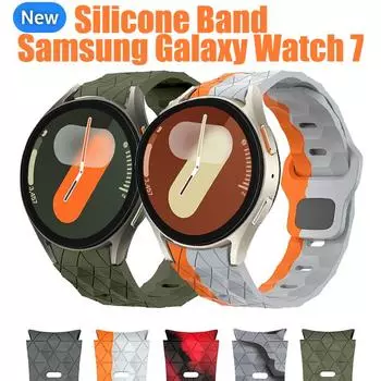 Силиконовый ремешок No Gaps для Samsung Galaxy Watch 7 6 4 5 44 мм 40 мм/5 pro 20 мм футбольный браслет Galaxy 6 Classic 43 мм 47 мм ремешок Watch 4 Classic чёрный