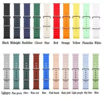 Силиконовый ремешок Ocean для Apple Watch Ultra 2/Ultra Series 9 8 7 6 3 Se 5 4 3 2 1 49 мм 44 мм 40 мм 45 мм 41 мм 42 мм 38 мм спортивный ремешок для часов 42mm 44mm 45mm 49mm