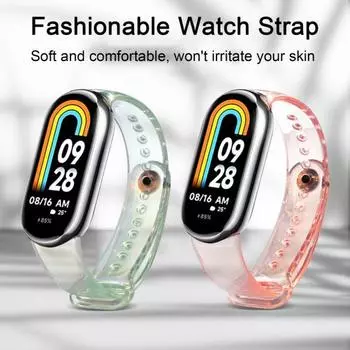 Силиконовый ремешок, прочный, устойчивый к выцветанию под воздействием солнечного света, мягкий, удобный для ношения браслет для Xiaomi Mi Band 8