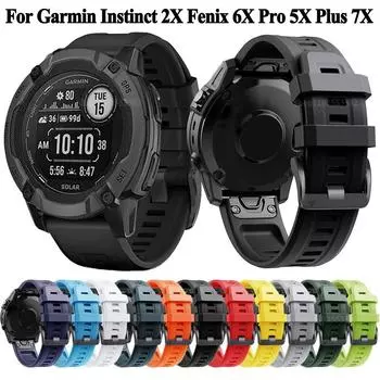 Силиконовый ремешок QuickFit для Garmin Instinct 2X Solar, ремешок для часов 26 мм, 22 мм для браслета Garmin Fenix 6X6 Pro 5X5 Plus 7X7
