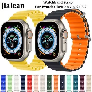 Силиконовый ремешок с двойной пряжкой для Apple Watch Ultra 2 9 8 7 6 5, ремешок для браслета Iwatch Band 5, 49 мм, 38 мм, 41 мм, 45 мм For 42/44/45/49mm белый