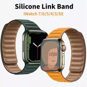 Силиконовый ремешок с магнитной петлей для Apple Watch Band 44 мм, 45 мм, 40 мм, iWatch Series 7, 6 SE, 5, 4, 3, 2, спортивный браслет, 42 мм, 38 мм