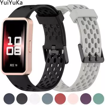 Силиконовый ремешок YuiYuKa для Huawei Band 9 для Huawei Band 8 SmartWatch, сменный спортивный браслет, аксессуары, ремешок для Huawei Band 8 9 NFC For Huawei Band 9 чёрный