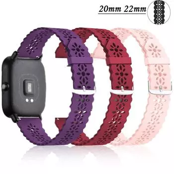 Силиконовый ремешок YurKem 20 мм 22 мм для Amazfit GTS 3/2/2e/GTS2 Mini/GTR 3 Pro/42 мм/47 мм/stratos 2/3, браслет для спортивных часов, ремешок Amazfit bip