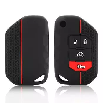 Силиконовый резиновый защитный чехол для автомобильного ключа для Jeep 2018 2019 Wrangler JL JLU раскладной ключ с 2 кнопками чёрный