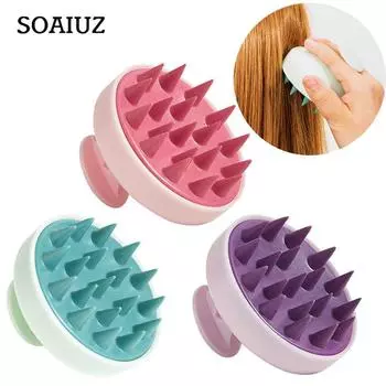 Силиконовый шампунь, массажер для волос, головы, тела, массажная щетка для головы, расческа для мытья волос, щетка для душа, ванна, спа, массажная щетка розовый