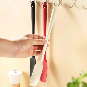 Силиконовый шпатель для банок, для соскабливания и распределения, резиновый скребок с длинной ручкой для банок, бутылок, термостойкая силиконовая утварь без BPA для домашней кухни белый