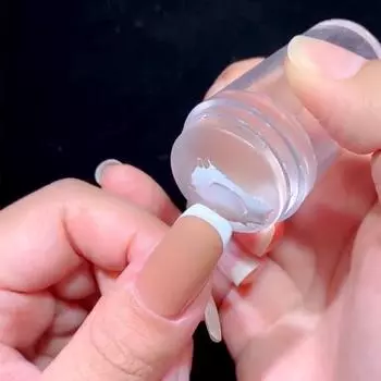 Силиконовый штамп для ногтей, французские типсы, двухголовый прозрачный желеобразный трафарет, шаблон, скребок для штамповки лака для ногтей 1 Set