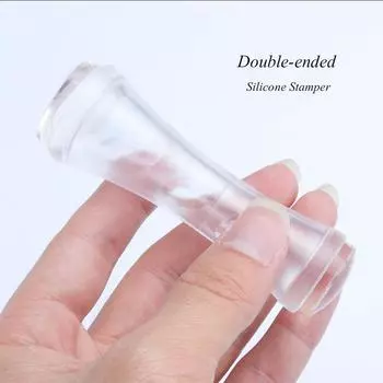 Силиконовый штамп с двойной головкой, зефирный штамп, штамп для дизайна ногтей, прозрачное желе, инструменты для переноса стальной пластины