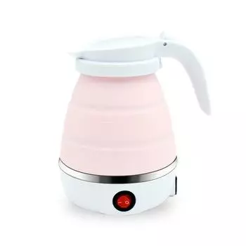 Силиконовый складной электрический чайник для путешествий и домашнего хозяйства, автоматическая функция EU розовый