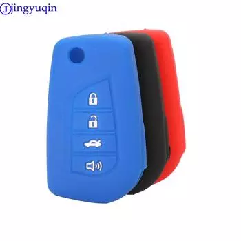 Силиконовый складной чехол для ключа дистанционного управления автомобиля jingyuqin для Toyota Camry Highlander Corolla Prado Reiz Crown RAV4 4 кнопки темно-синий