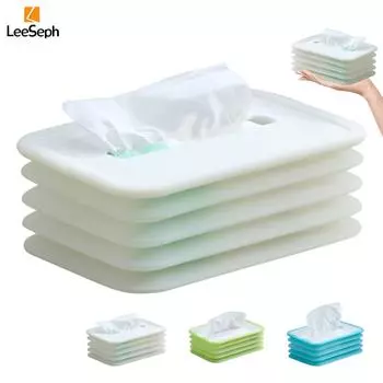 Силиконовый складной чехол для коробки с салфетками Leeseph, держатель для салфеток, диспенсер для салфеток для лица, держатель салфеток для столешниц домашнего офиса белый