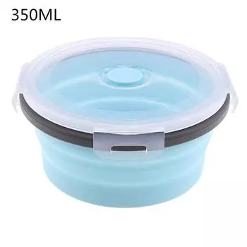 Силиконовый складной ланч-бокс 350ML синий