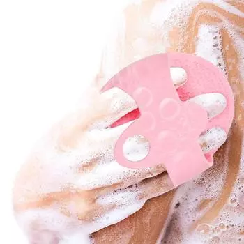 Силиконовый скраб для тела, перчатки для душа, отшелушивающие перчатки, скраб-губка, щетка для ванны с пеной розовый