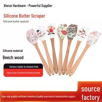 Силиконовый скребок для крема с ручкой из бука - инновационный инструмент для тортов и десертов D-type