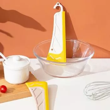 Силиконовый скребок для кухонного масла, скребок для очистки, нескользящий, термостойкий, лопатка для эффективной очистки, средство для удаления пятен с кастрюль, многофункциональная утварь белый