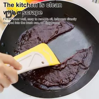 Силиконовый скребок для кухонного масла, скребок для очистки, нескользящий, термостойкий, шпатель для эффективной очистки, средство для удаления пятен с кастрюль, многофункциональная утварь для белый
