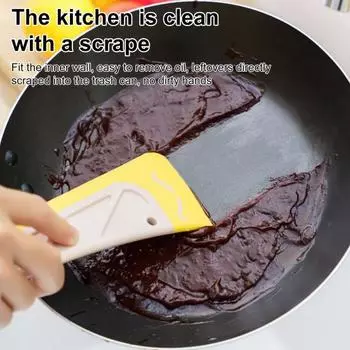 Силиконовый скребок для кухонного масла, скребок для очистки, нескользящий, термостойкий, лопатка для эффективной очистки, средство для удаления пятен с кастрюль, многофункциональная утварь белый